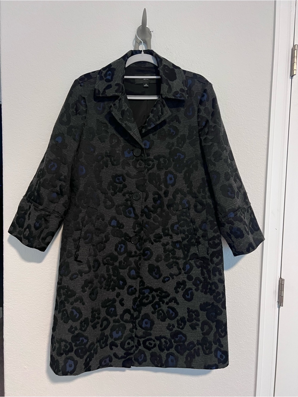 Ann Taylor unique Leopard Jacquard Coat Silk Wool Blend Size M